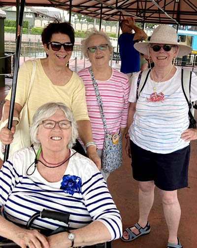 Katie Moloney Cora Mickler Dusk ’70, Carolyn Fronapel ’71 and (front) Marie McColley Kersetter ’70
